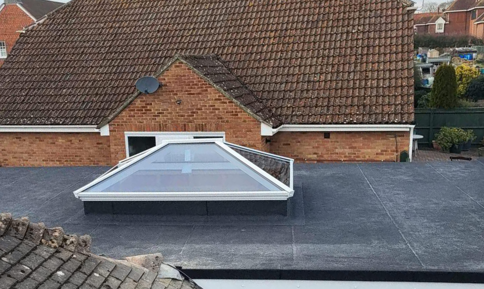 Newcastle terrace house with newly fitted EPDM flat roof extension